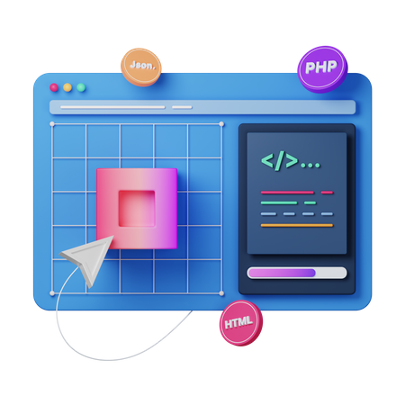 a computer screen with an arrow pointing to a piece of code. web development