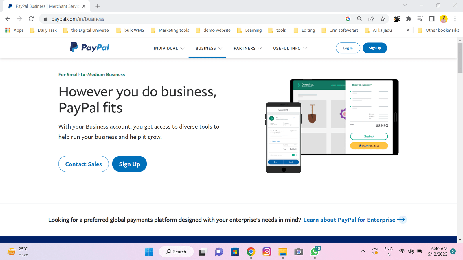 The top payment gateway website, PayPal, is displayed on a computer screen.