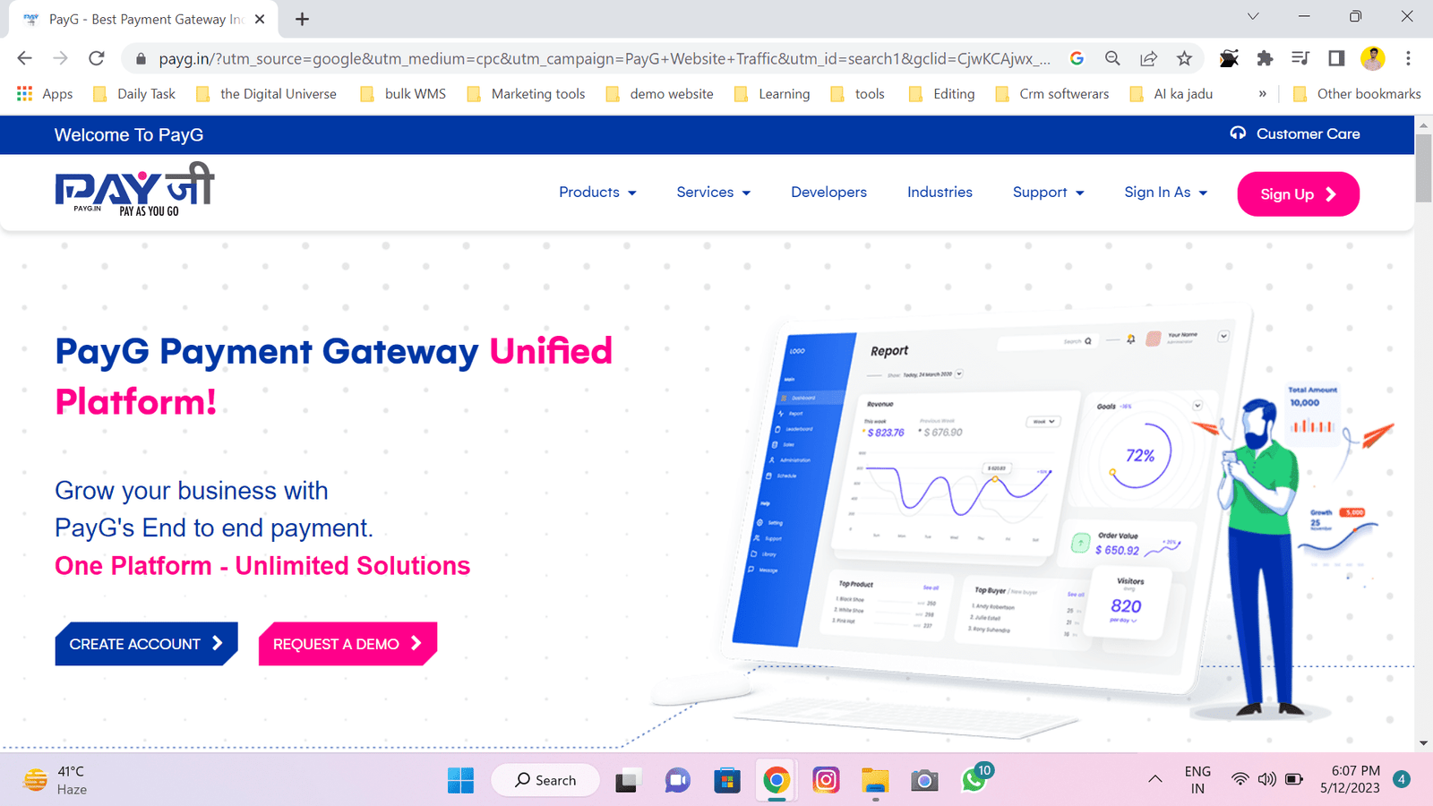 A screen shot of the payit website, a top online payment gateway.